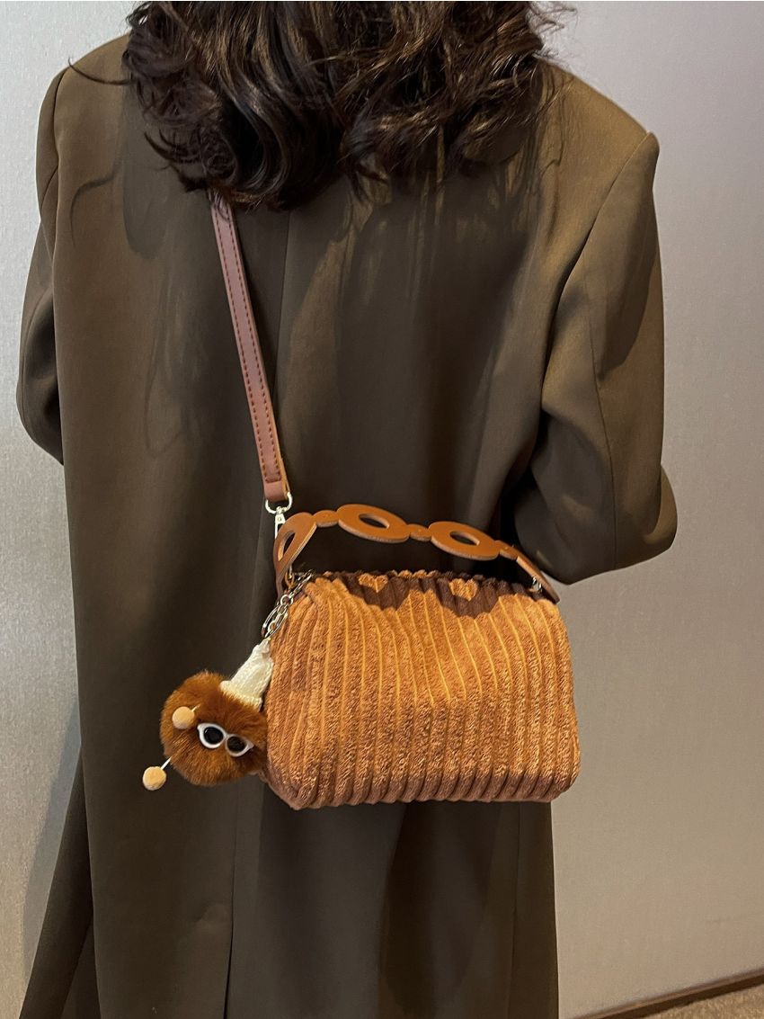 Mini Minimalist Zipper Satchel Bag With Bag Charm