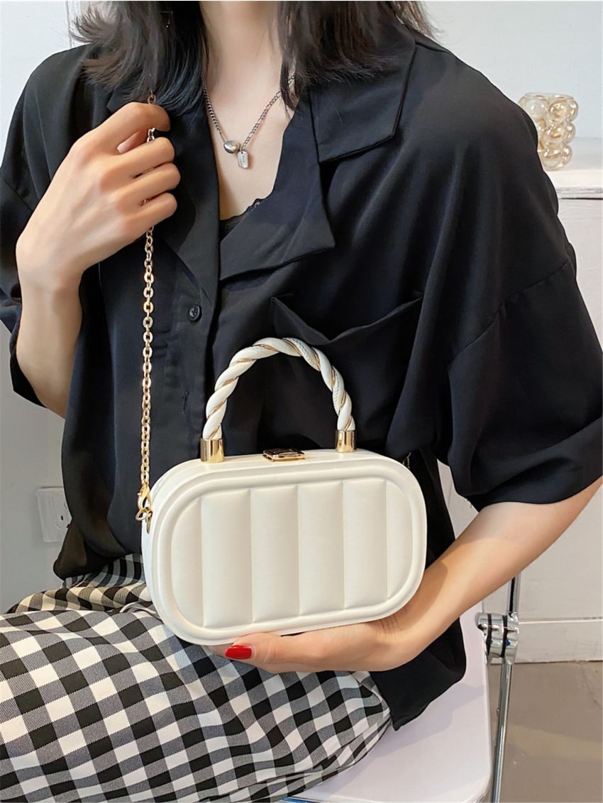 Mini Minimalist Geometric Embossed Chain Box Bag