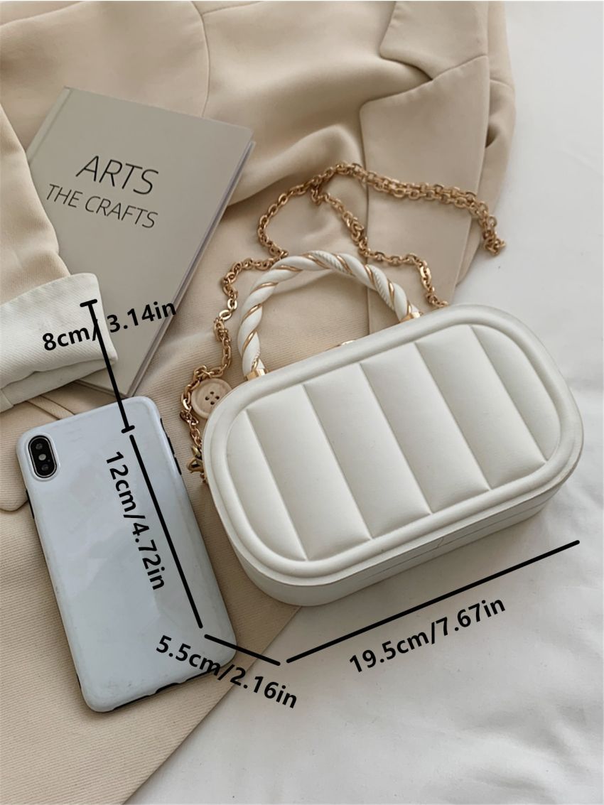 Mini Minimalist Geometric Embossed Chain Box Bag