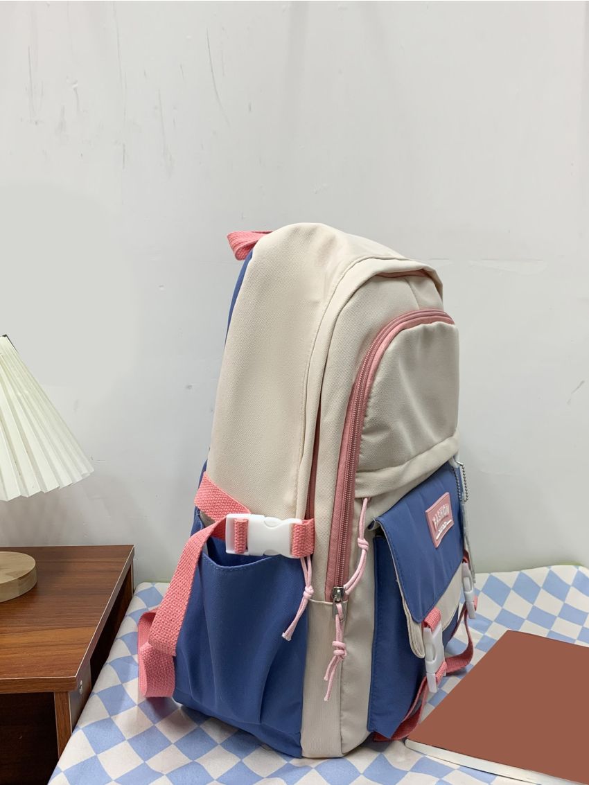 Letter Patch Decor Bear Decor Functional Backpack