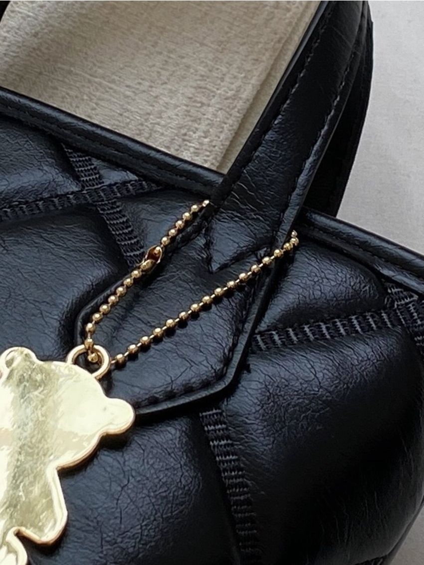 Geometric Embossed Bear Decor Square Bag