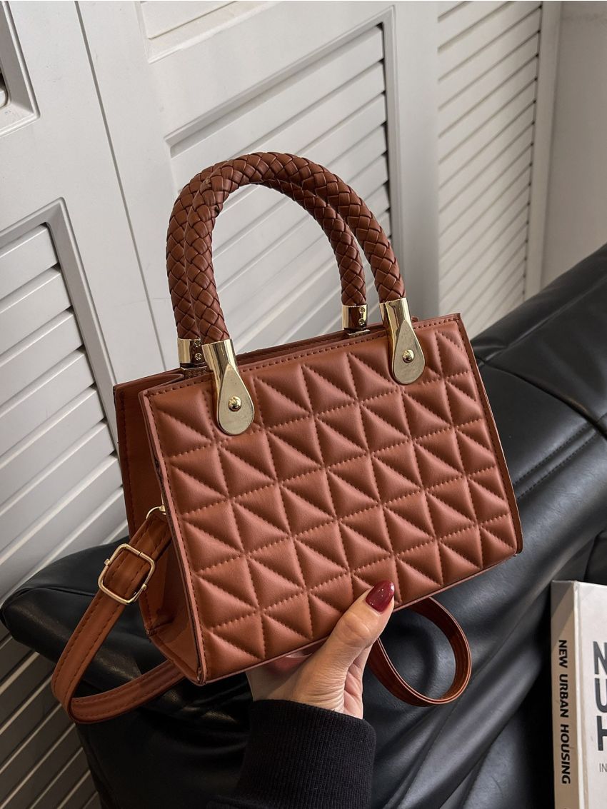 Mini Quilted Double Handle Square Bag