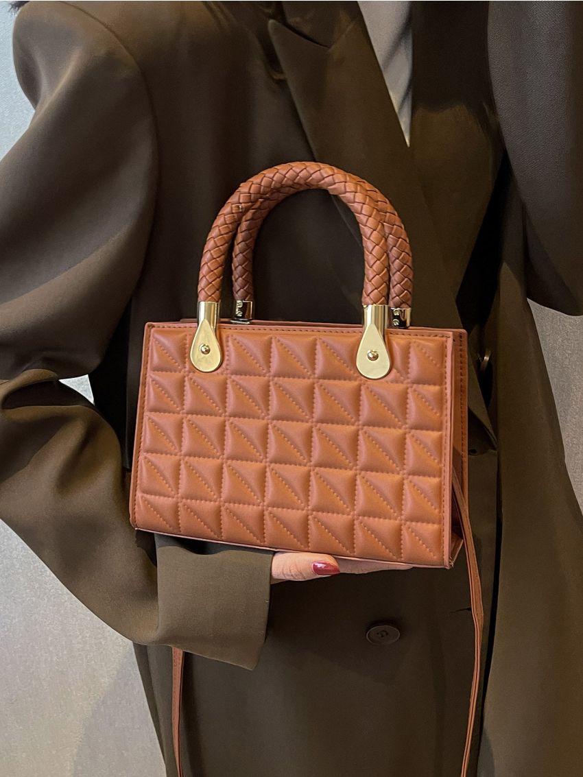 Mini Quilted Double Handle Square Bag