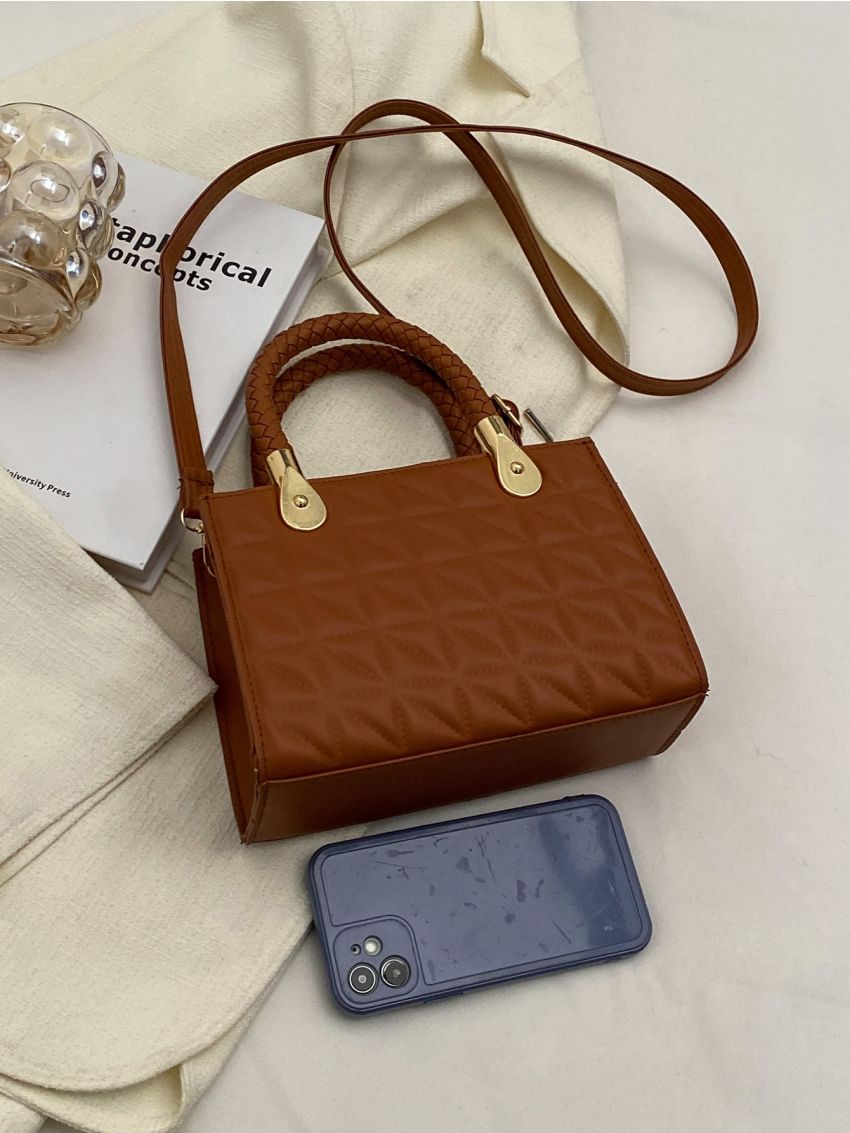 Mini Quilted Double Handle Square Bag