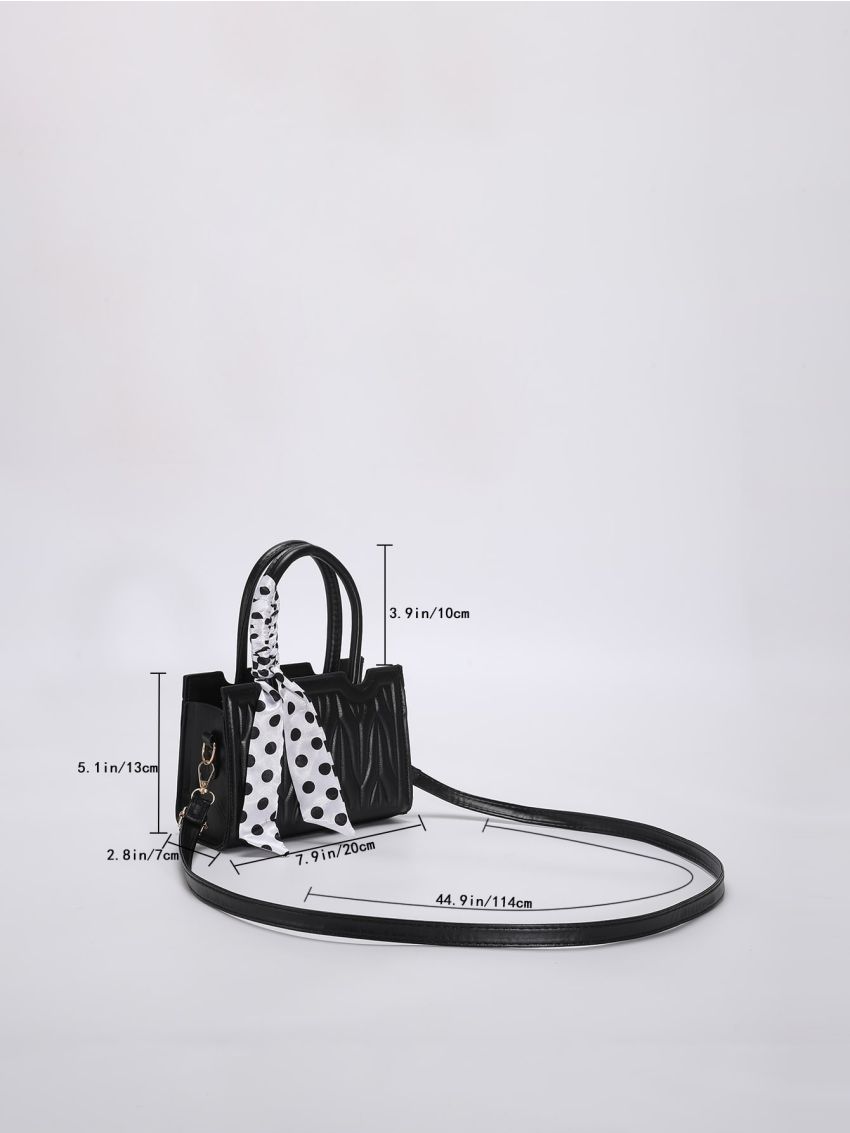 Mini Geometric Embossed Twilly Scarf Decor Square Bag