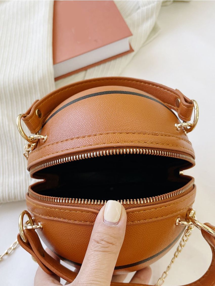 Mini Letter Graphic Chain Circle Bag