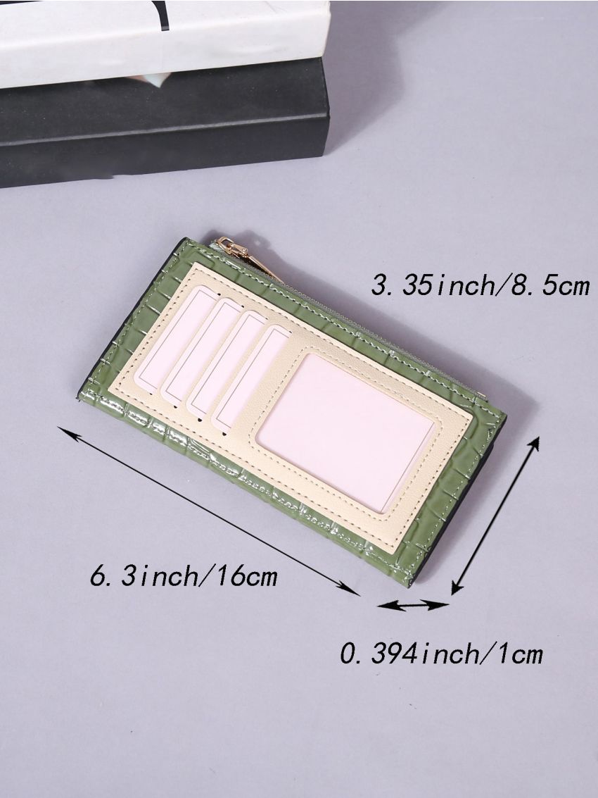 Crocodile Embossed Long Wallet Green Purse