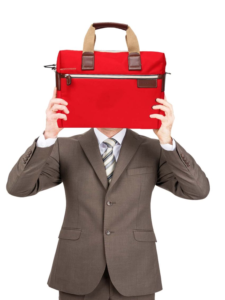 Men Neon-red Letter Embossed Laptop Handbag Briefcase