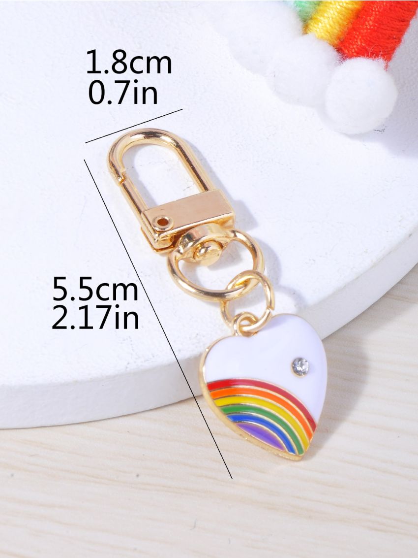 Rainbow Pattern Heart Design Bag Charm Rainbow Keychain Pendant Birthday Gifts