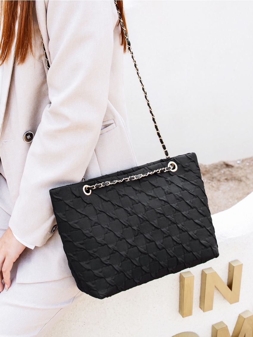 Minimalist Textured Chain Shoulder Bag