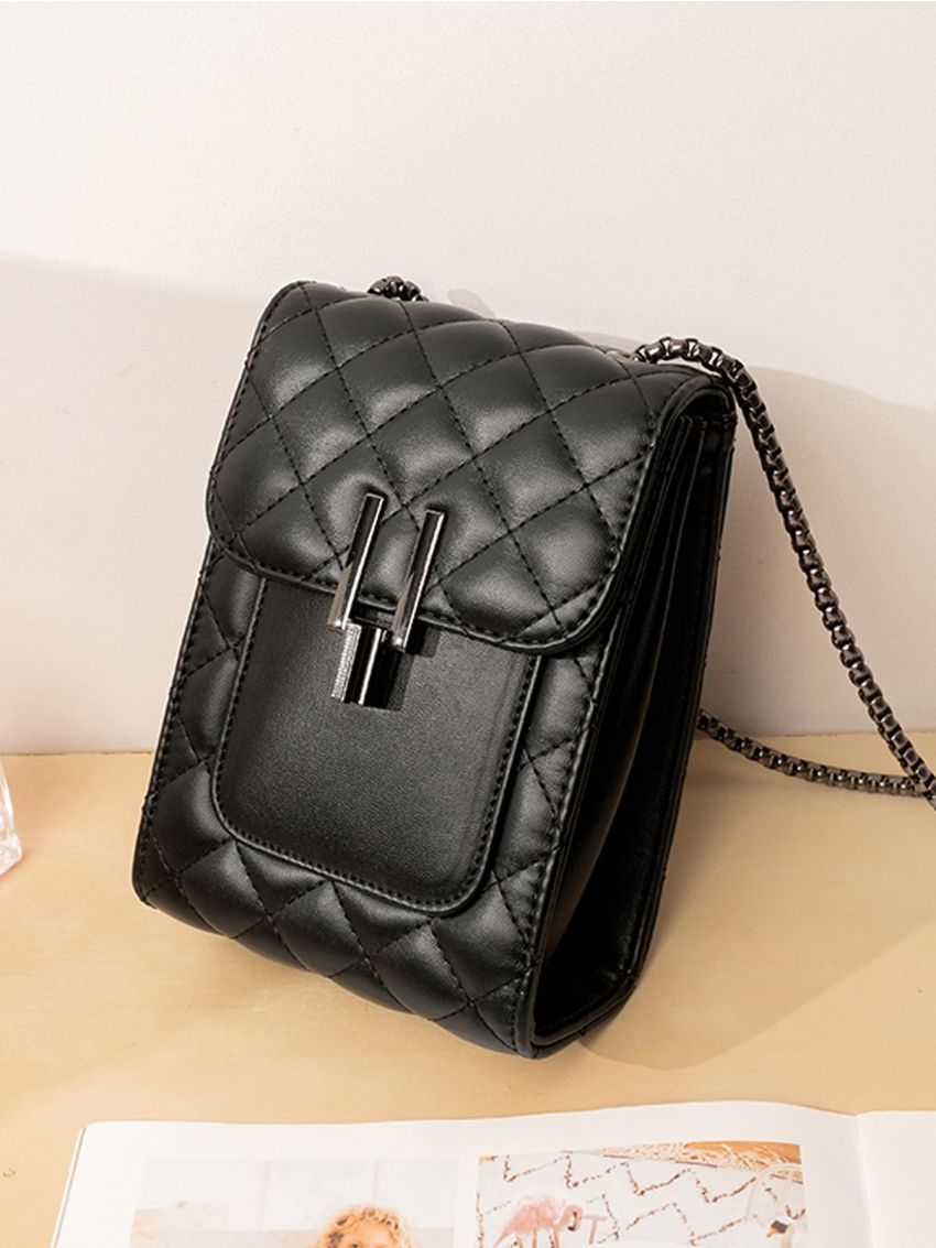 Minimalist Quilted Flap Phone Wallet