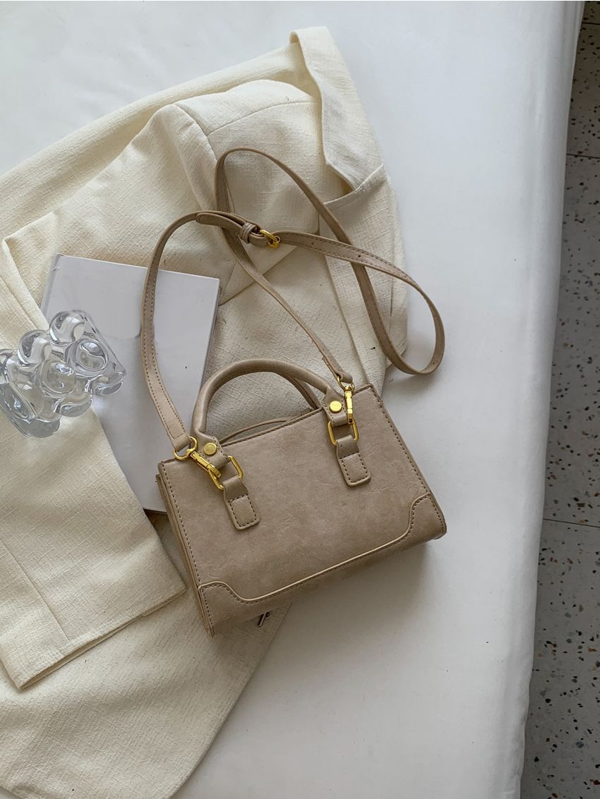 Mini Zipper Front Double Handle Square Bag