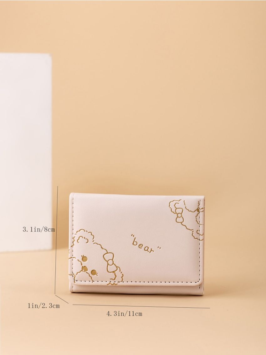Bear & Letter Graphic Small Wallet
