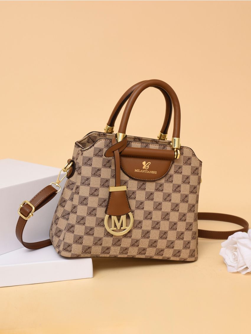 Letter Graphic Satchel Bag