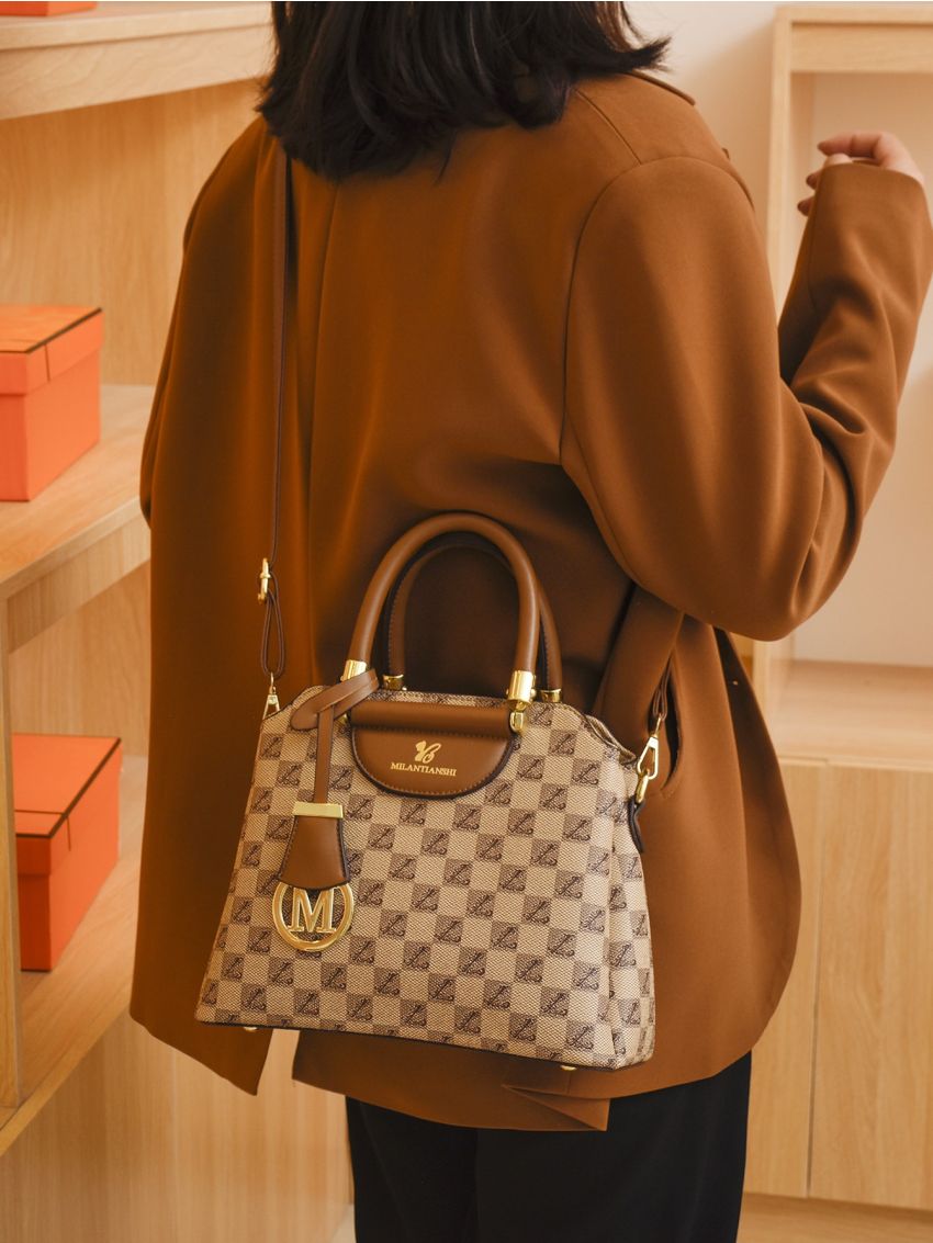 Letter Graphic Satchel Bag