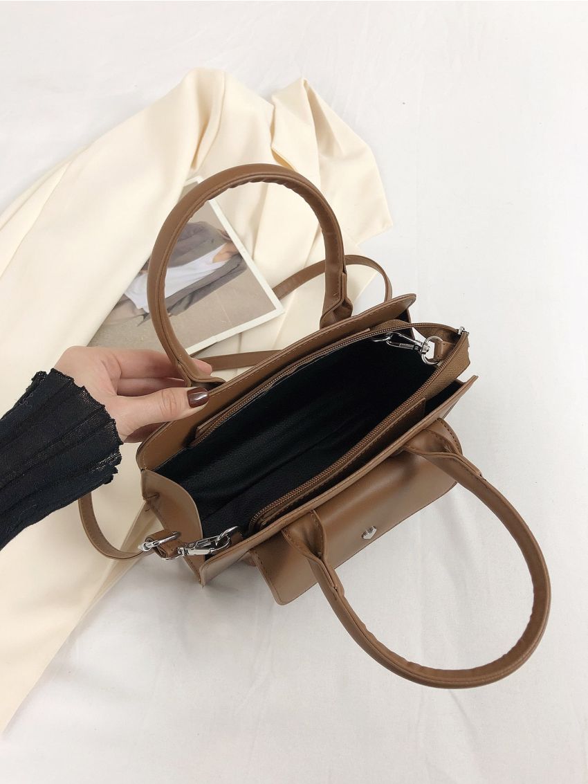 Heart Decor Pocket Front Square Bag