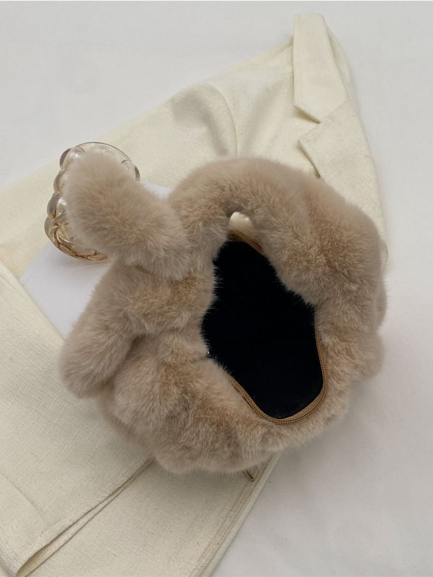 Bow Decor Fluffy Ruched Bag