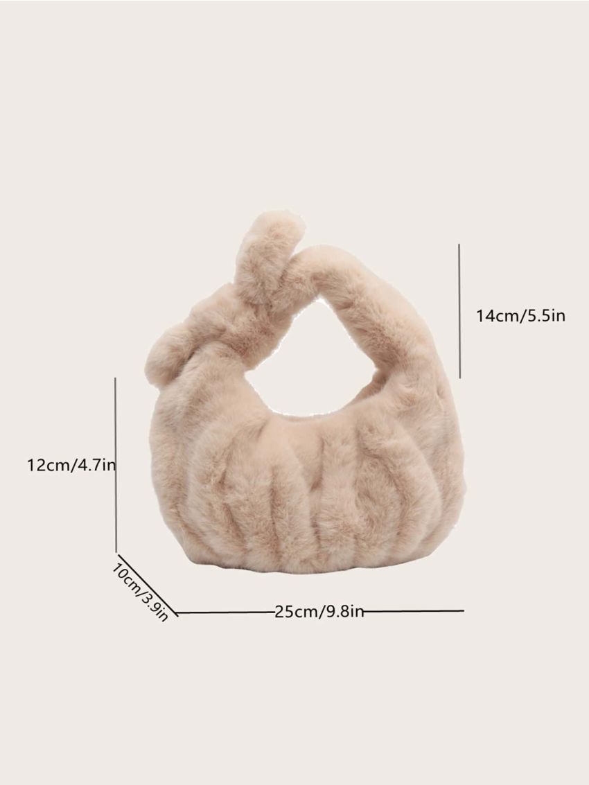 Bow Decor Fluffy Ruched Bag
