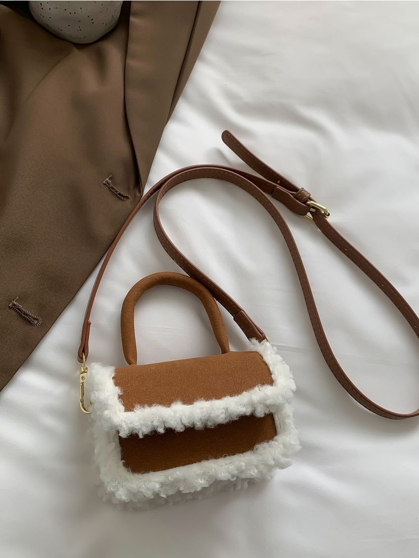 Mini Contrast Fluffy Flap Square Bag