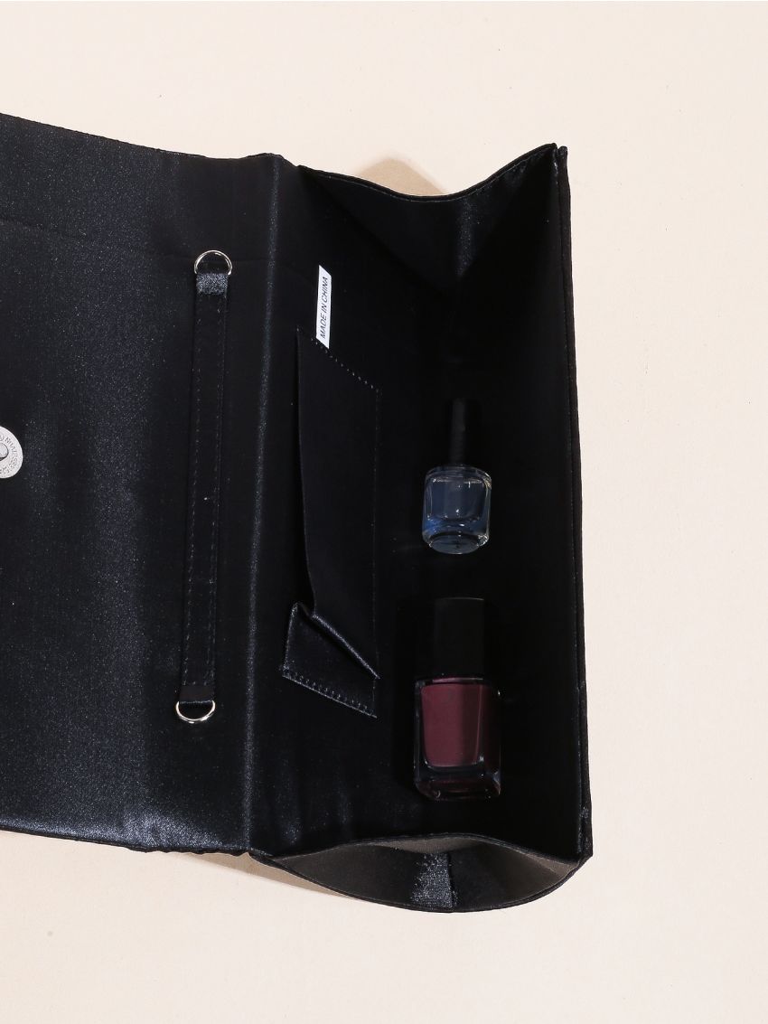 Rhinestone Decor Ruched Detail Flap Square Bag