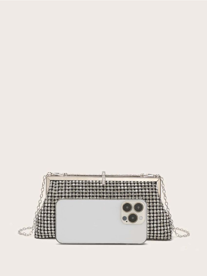 Rhinestone Decor Square Bag