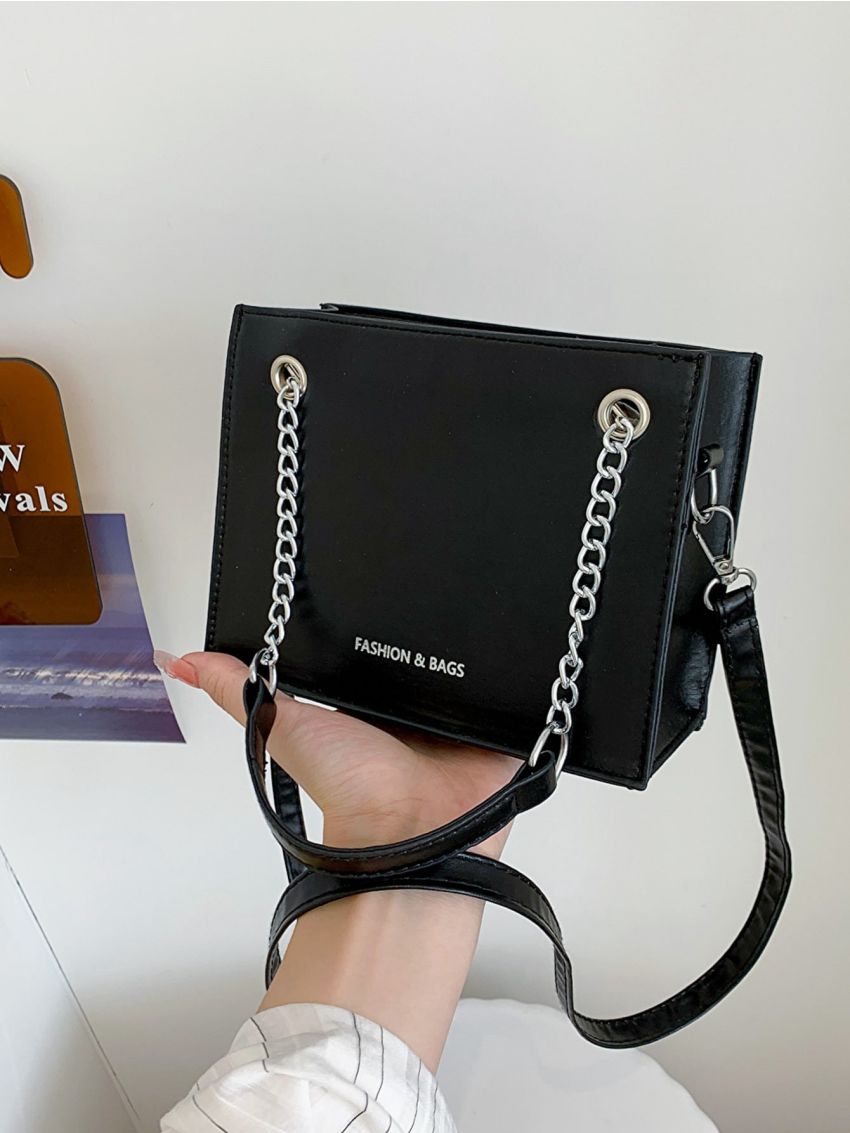 Mini Letter Graphic Chain Square Bag