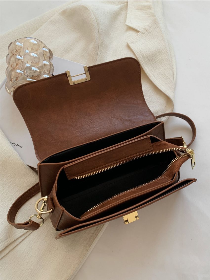 Metal Decor Flap Square Bag