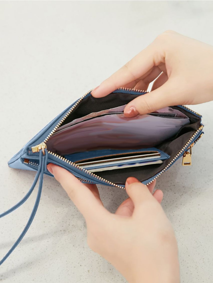 Letter Graphic Button Decor Phone Wallet