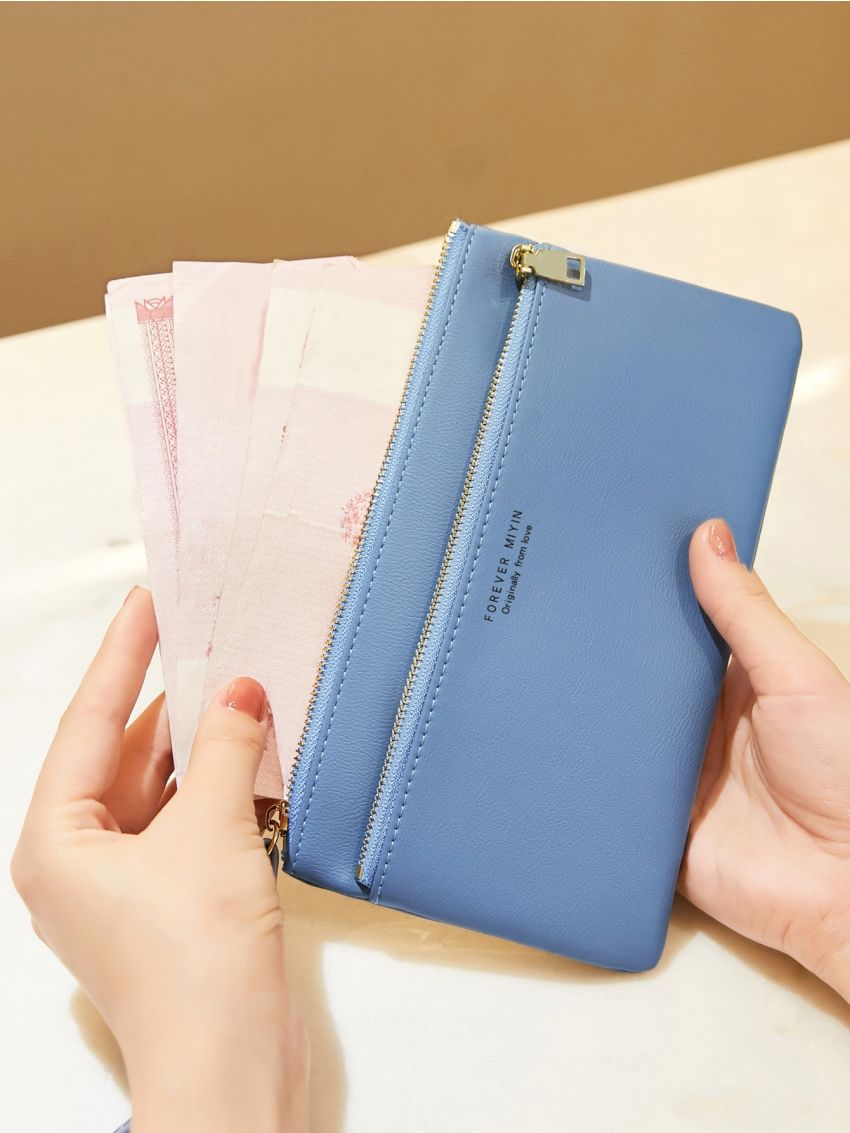 Letter Graphic Button Decor Phone Wallet