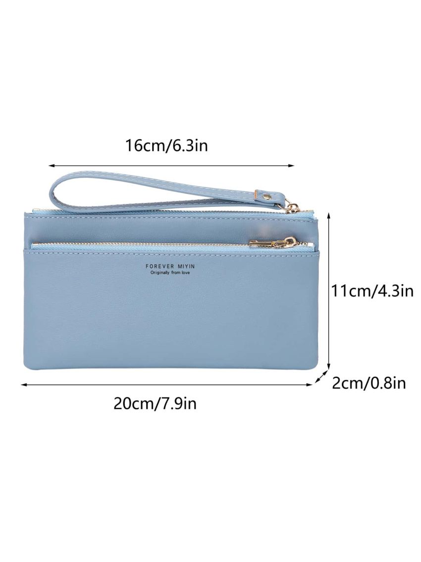 Letter Graphic Button Decor Phone Wallet