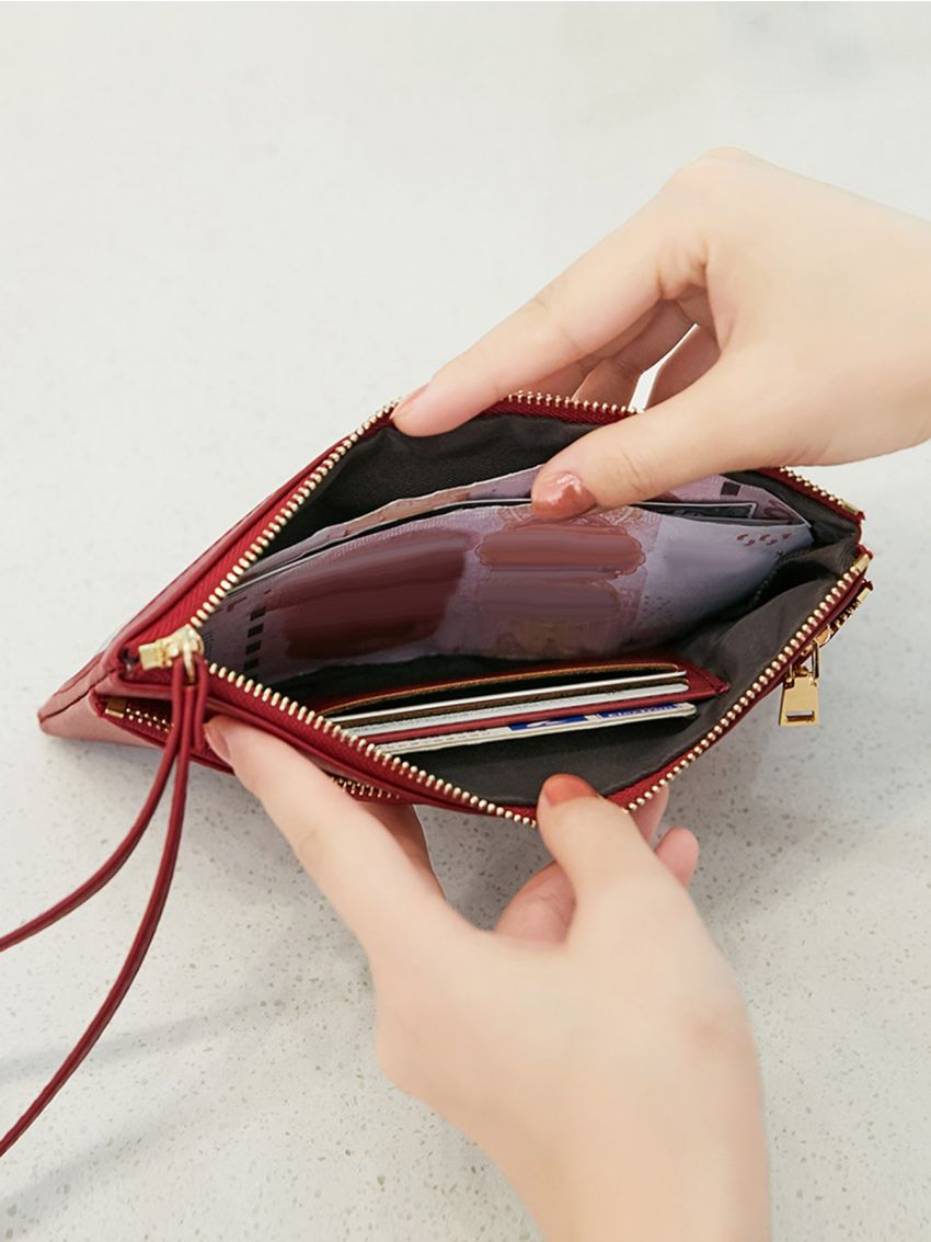 Letter Graphic Button Decor Phone Wallet