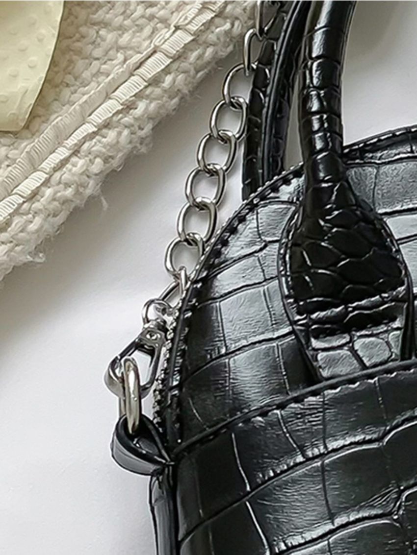 Mini Crocodile Embossed Chain Dome Bag