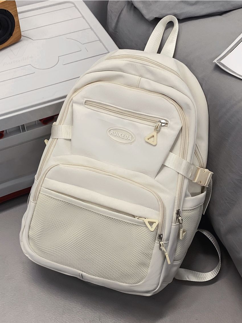 Letter Patch Decor Functional Backpack