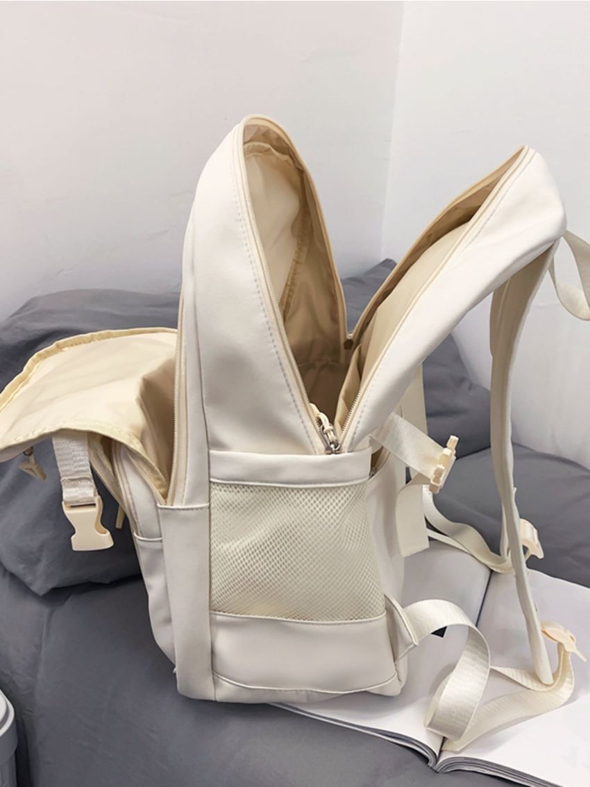 Letter Patch Decor Functional Backpack