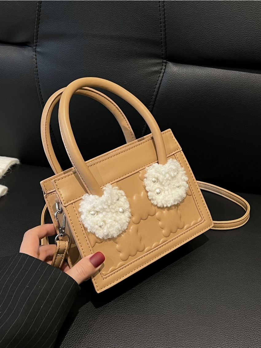 Mini Embossed Detail Contrast Fluffy Square Bag
