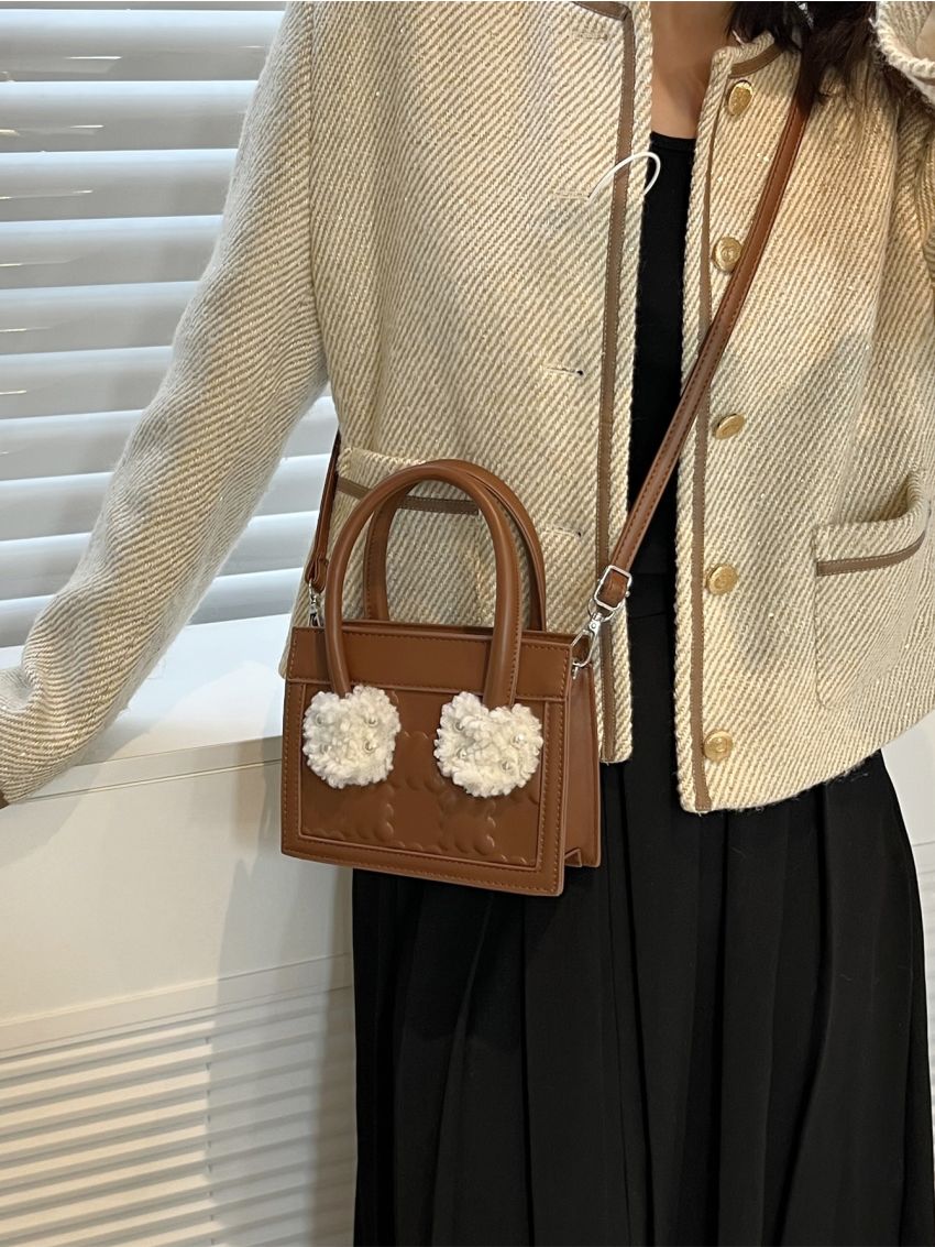 Mini Embossed Detail Contrast Fluffy Square Bag