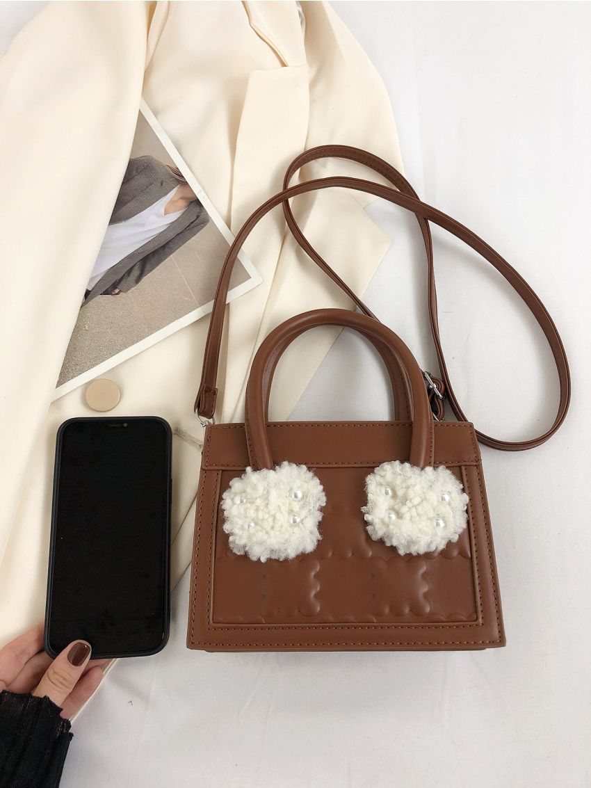 Mini Embossed Detail Contrast Fluffy Square Bag