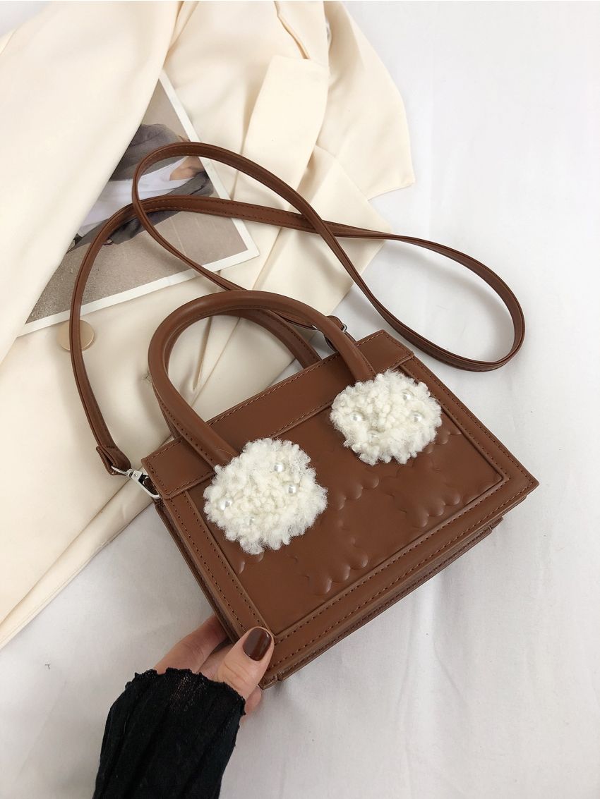 Mini Embossed Detail Contrast Fluffy Square Bag