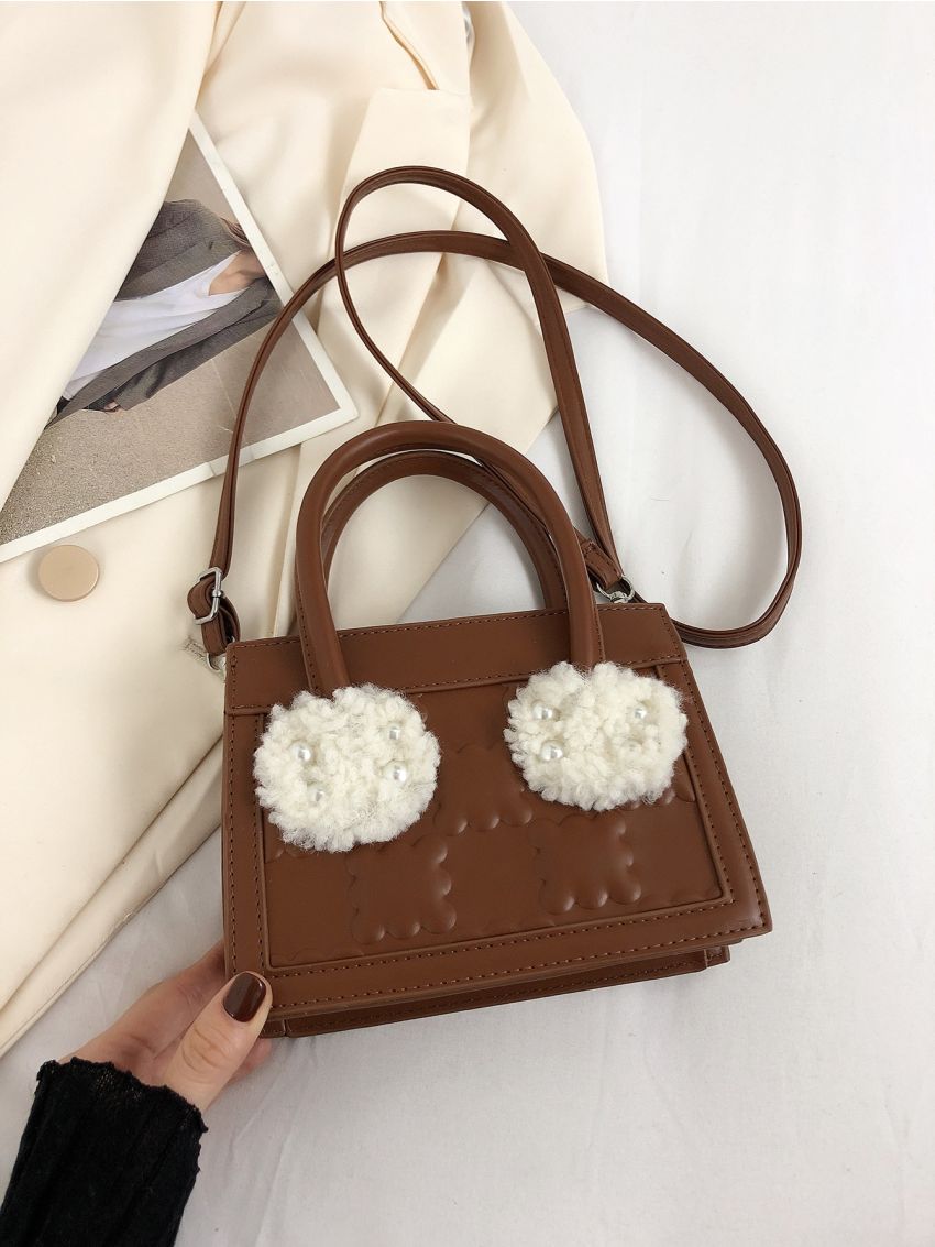 Mini Embossed Detail Contrast Fluffy Square Bag