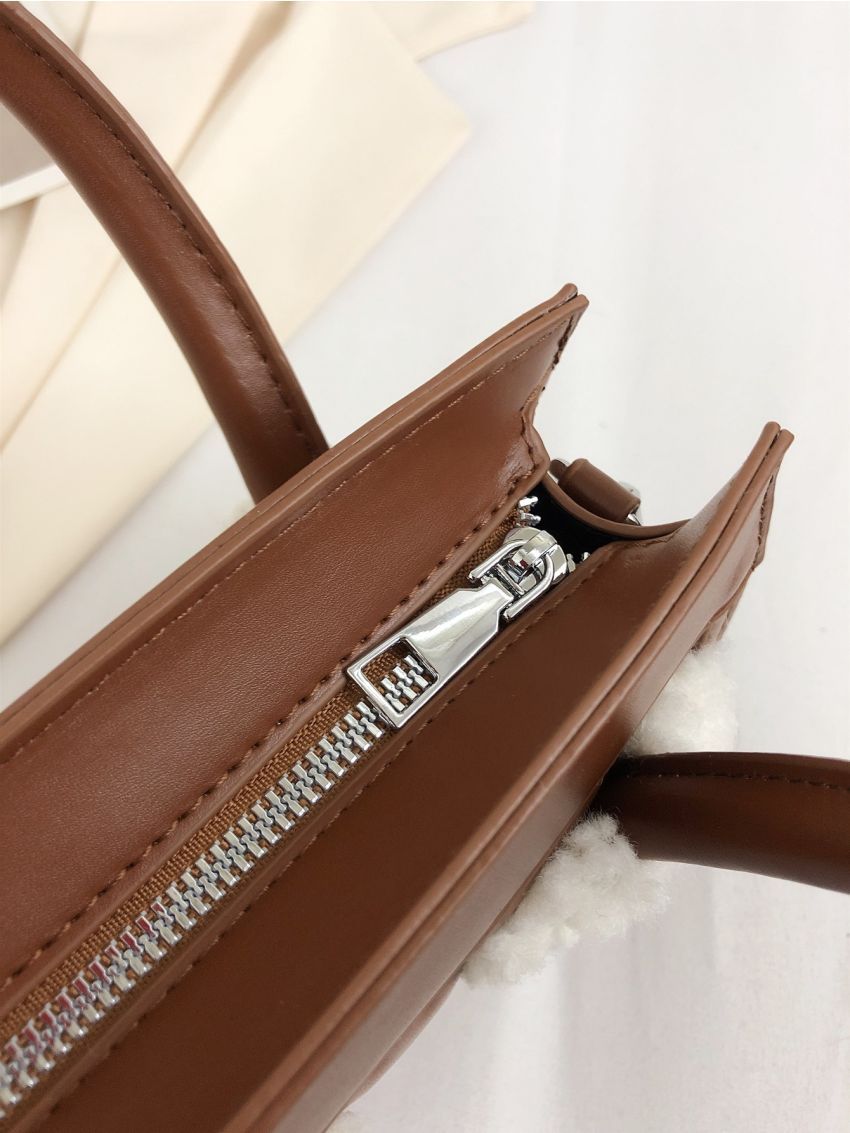 Mini Embossed Detail Contrast Fluffy Square Bag