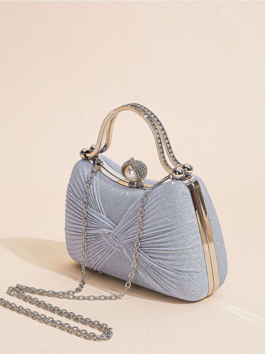 Mini Rhinestone Decor Twist Detail Evening Bag