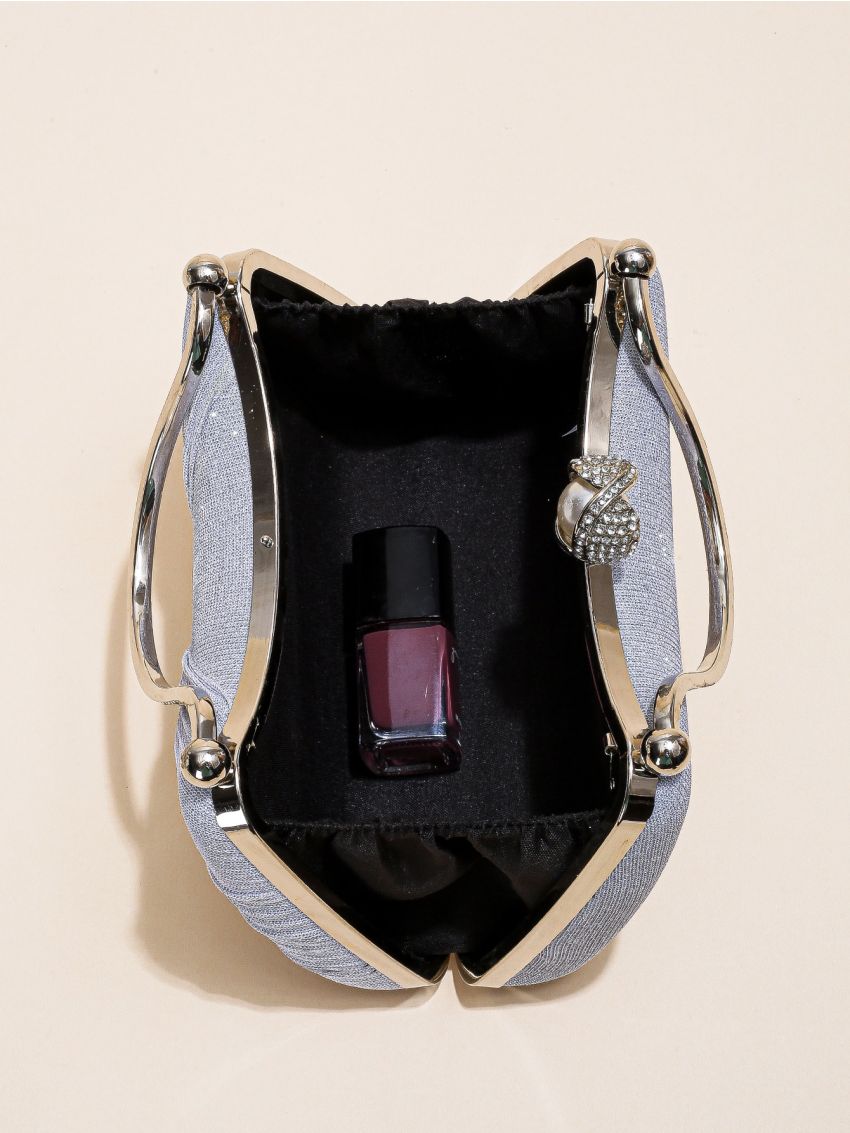 Mini Rhinestone Decor Twist Detail Evening Bag