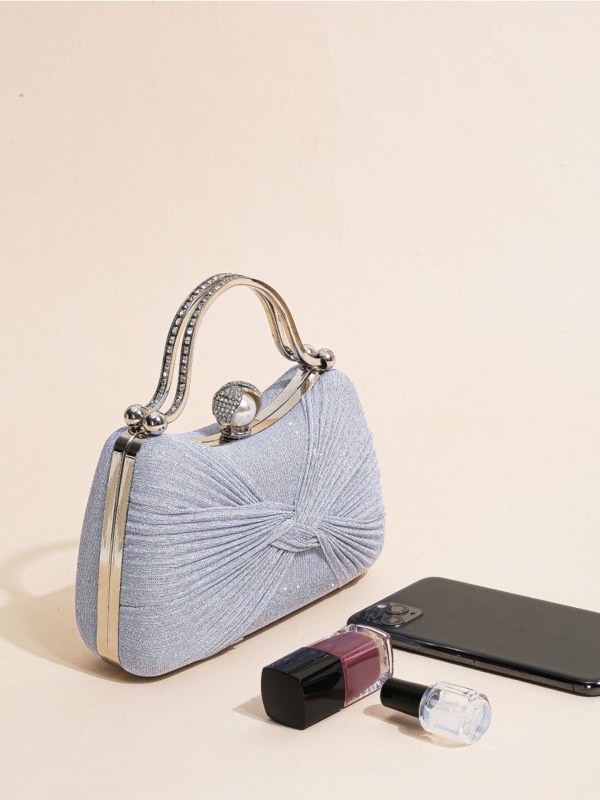 Mini Rhinestone Decor Twist Detail Evening Bag