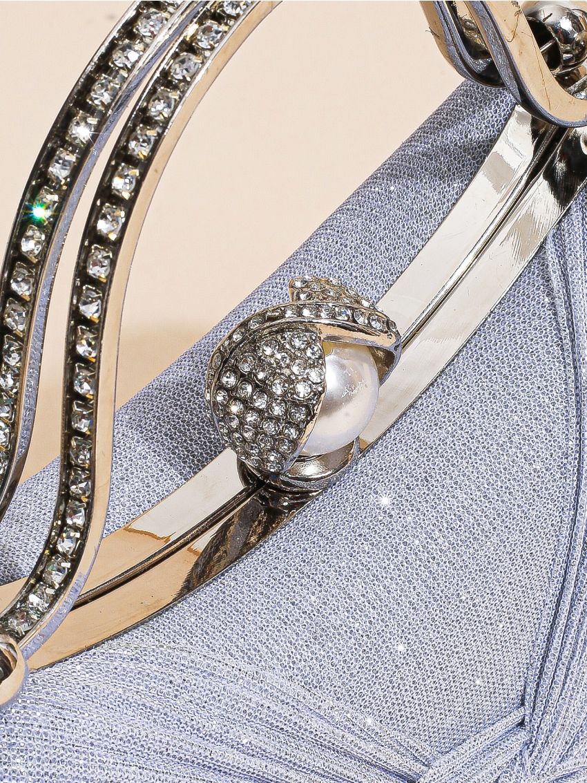 Mini Rhinestone Decor Twist Detail Evening Bag