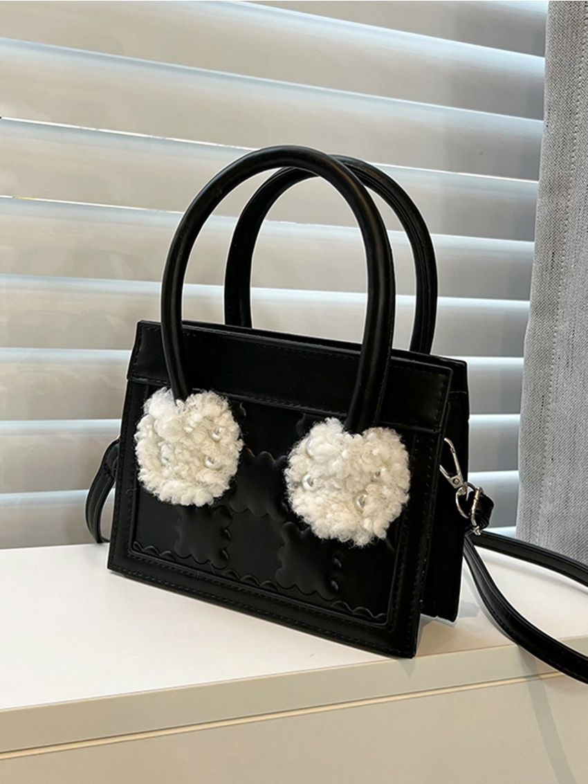 Mini Embossed Detail Contrast Fluffy Square Bag