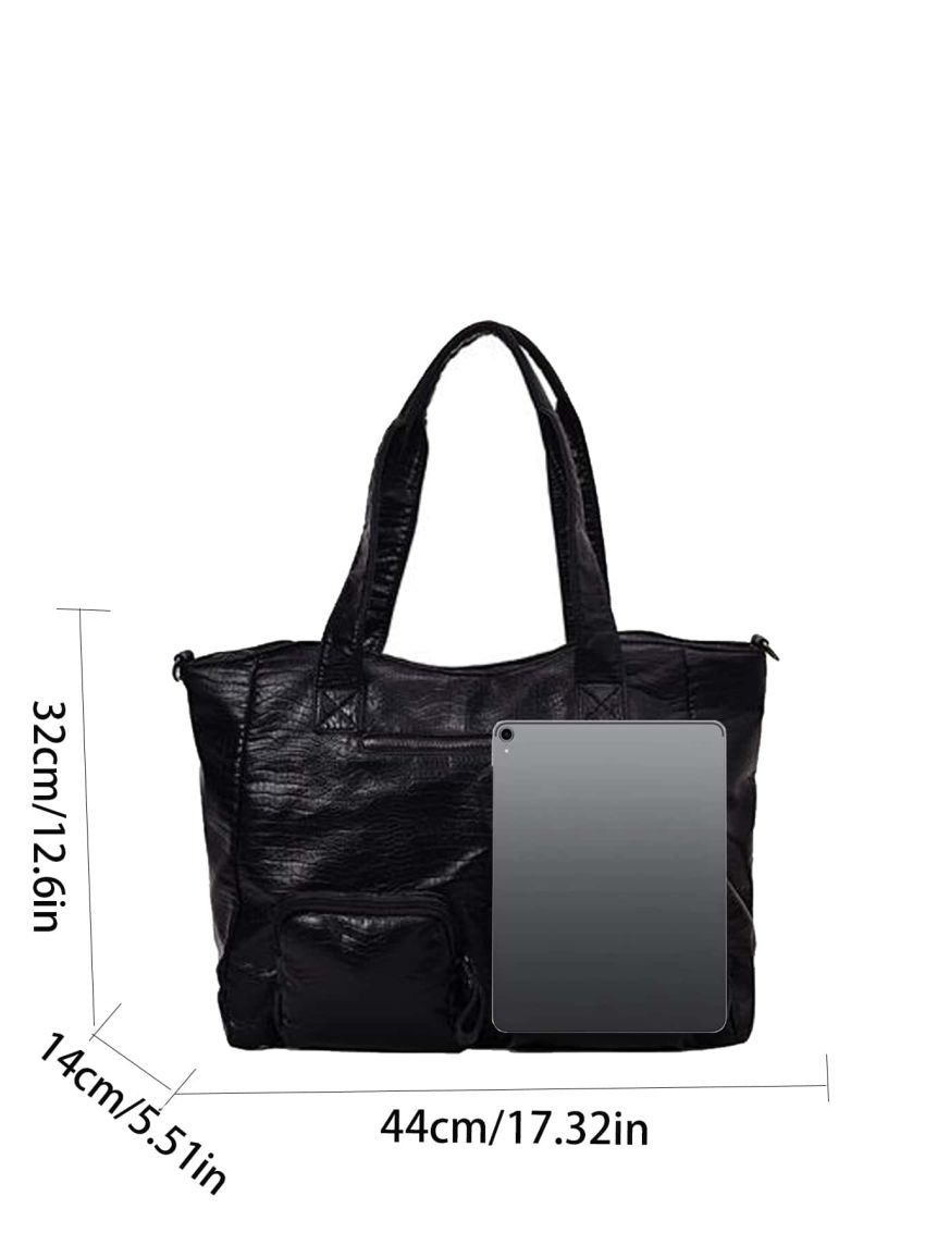 Double Handle Shoulder Tote Bag Crocodile Embossed