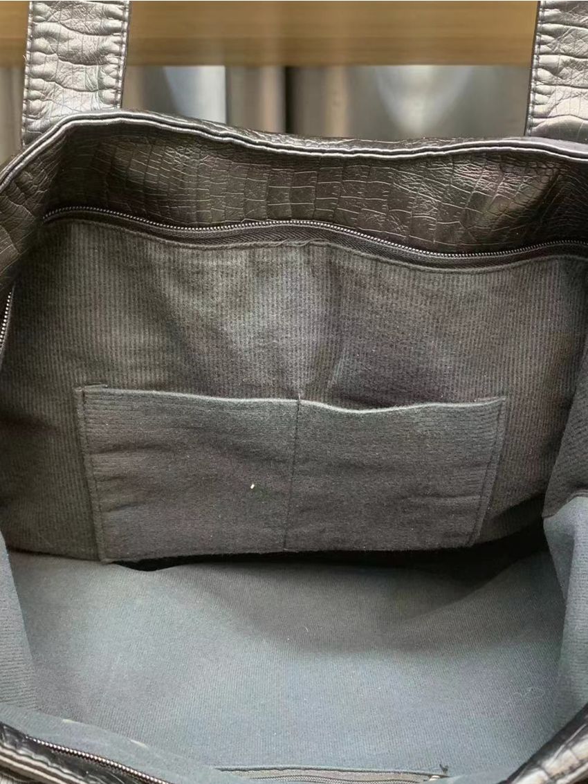 Double Handle Shoulder Tote Bag Crocodile Embossed