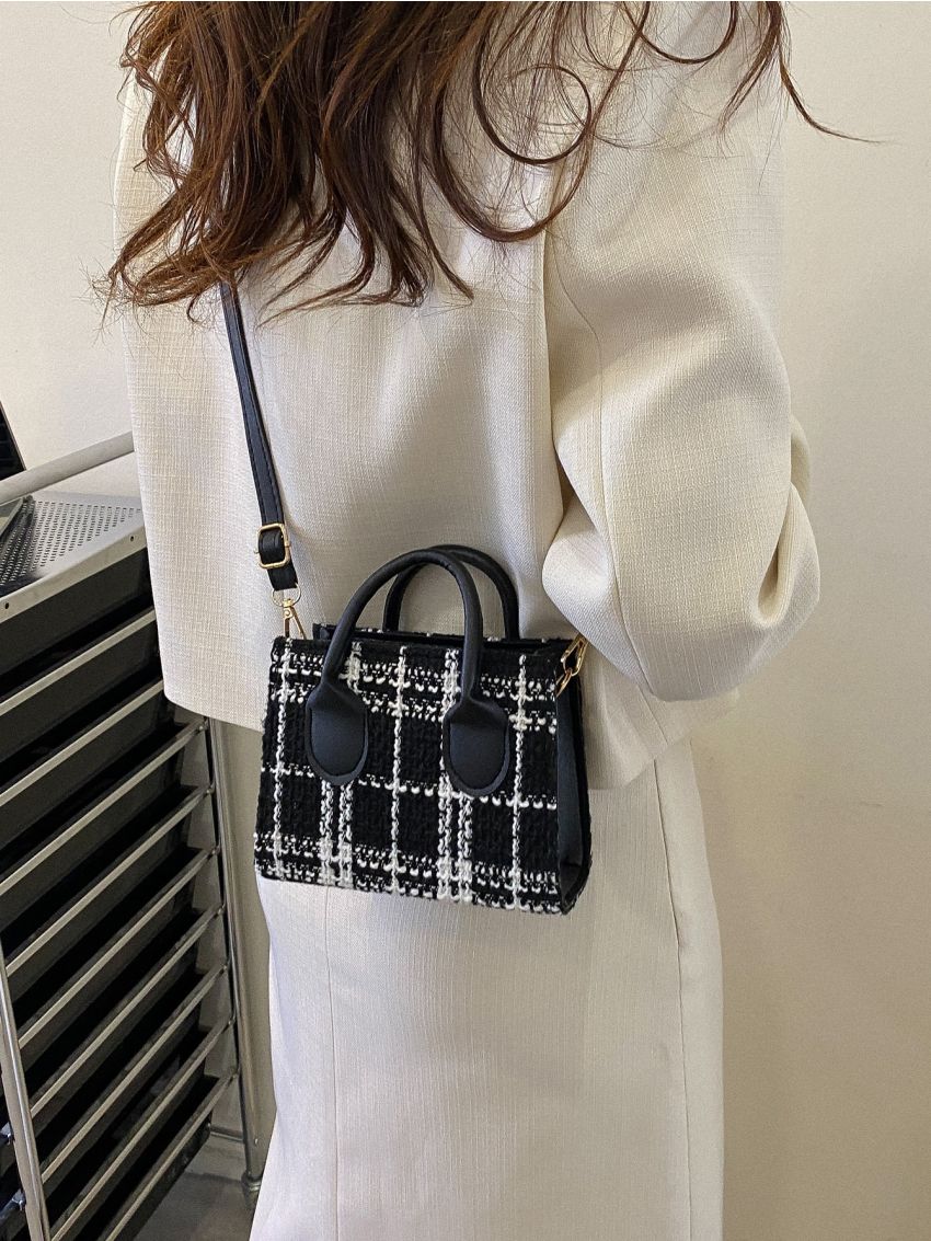 Mini Plaid Pattern Square Bag
