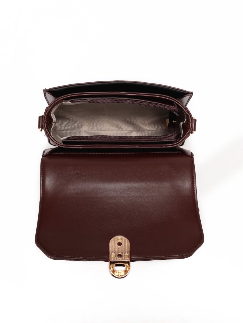 Crocodile Embossed Twist Lock Square Bag