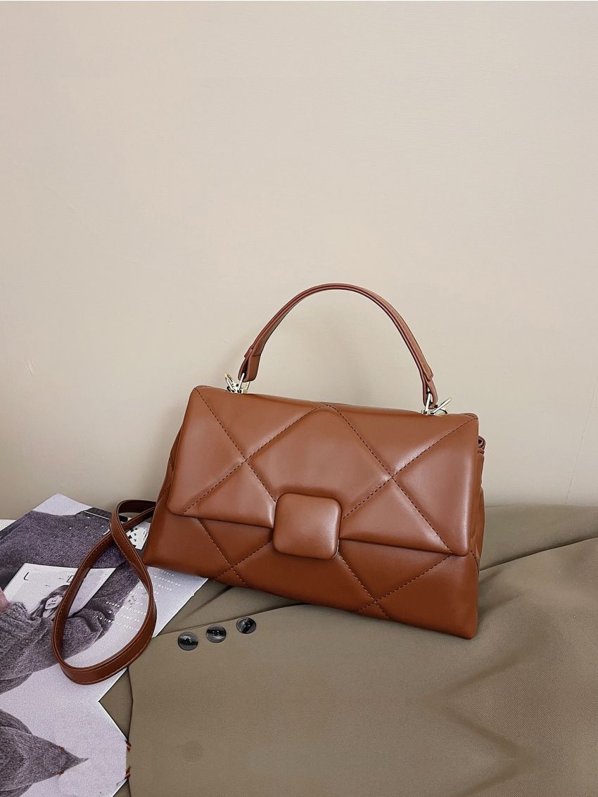 Quilted Detail Flap Square Bag